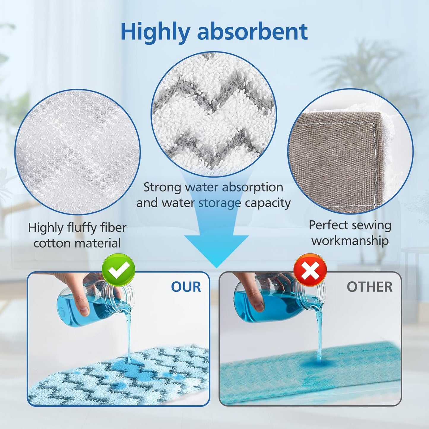 JORAIR Steam Mop Replacement Pads Compatible with Shark S6001UK S6003UK S6005UK Klik n' Flip Steam Cleaner, 4 Pack Machine Washable Cleaning Pads Pocket Mop