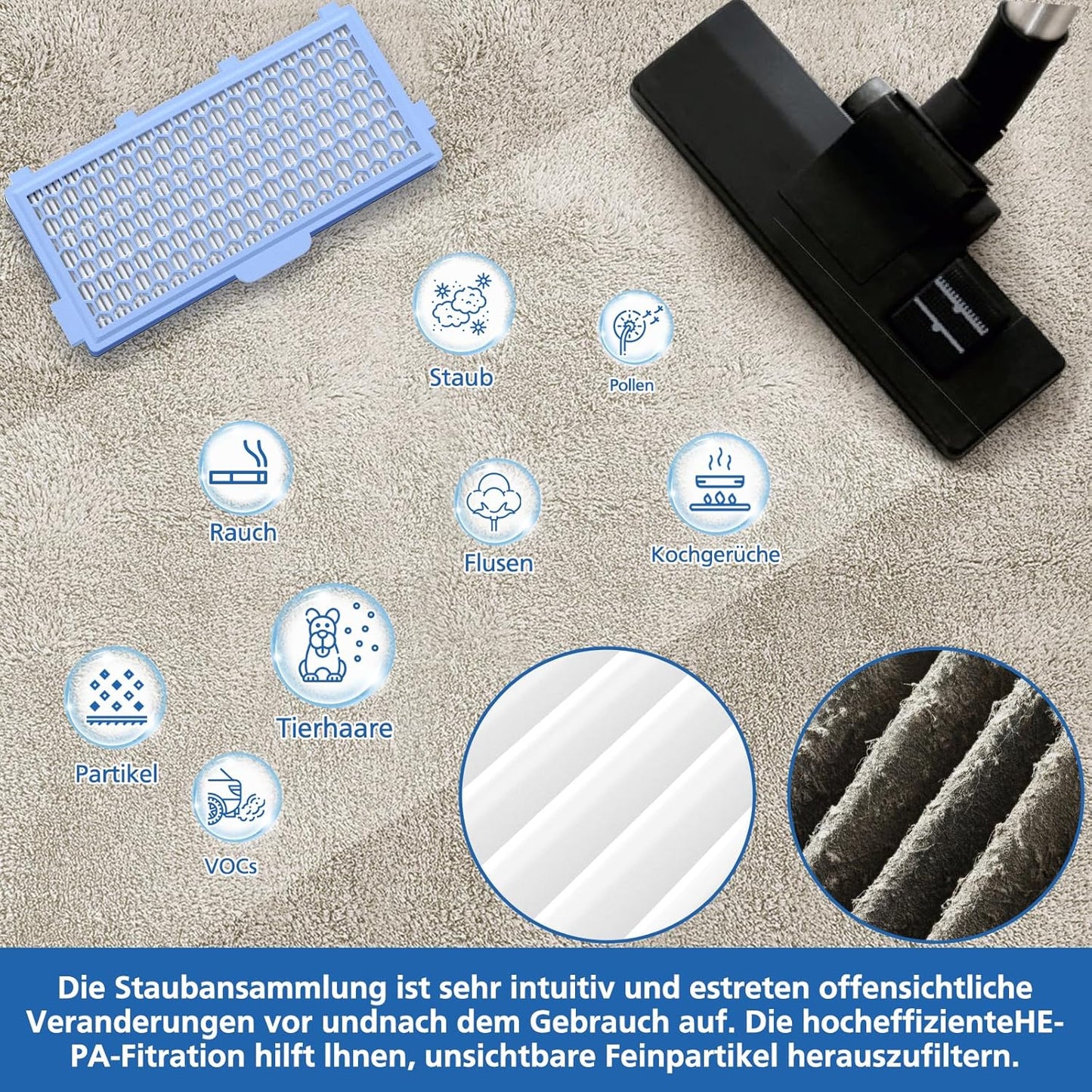 JORAIR 3 Sätze Ersatzfilter kompatibel Miele Staubsauger [Compact C1 & C2, Complete C2 & C3, S8340], 3 HEPA filters with 3 Motor Protection Filter Und 3 Exhaust Filter für S4000, S5000, S6000 & S8000 Serie