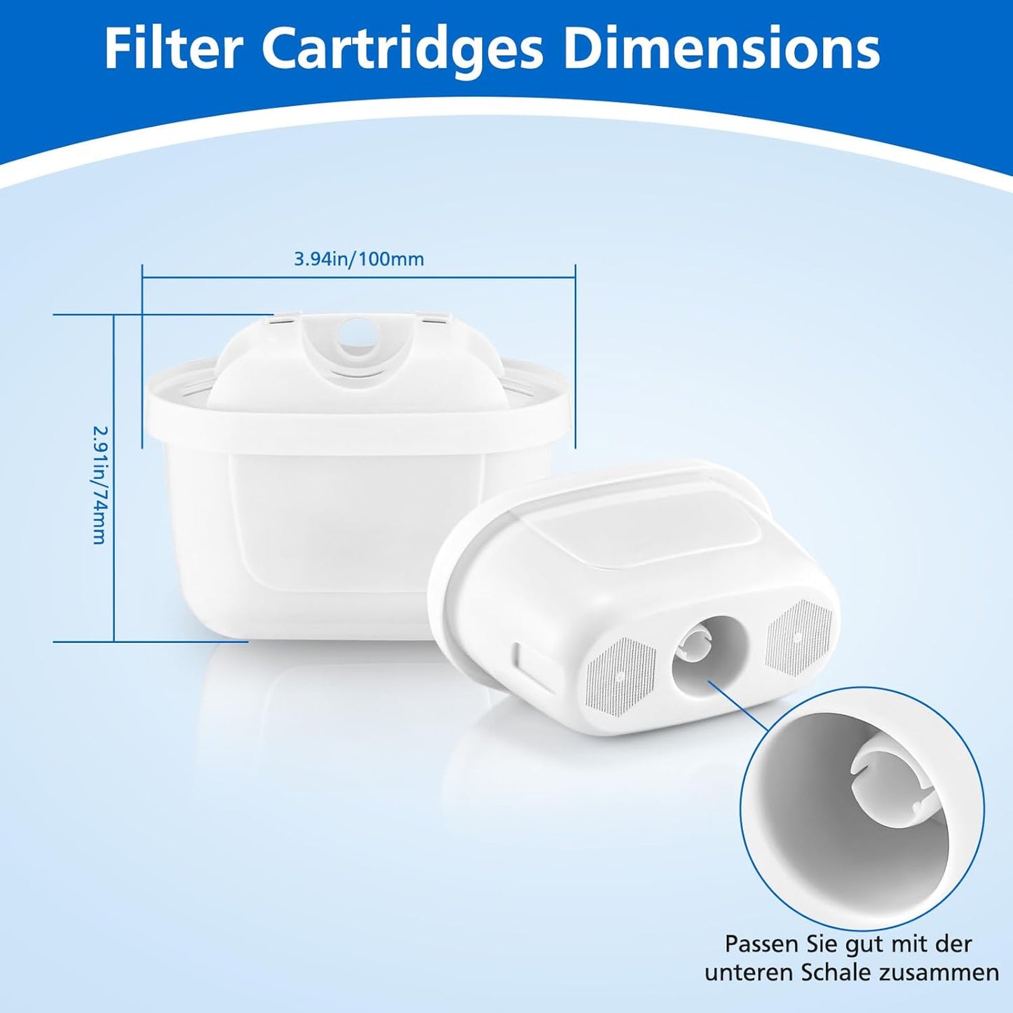 JORAIR 6 Pack of Water Filter Cartridges -Filter Cartridges Compatible with Brita Maxtra+, Brita Style, Merella Cool, Mavea Elemaris XL,Flow Water Tank