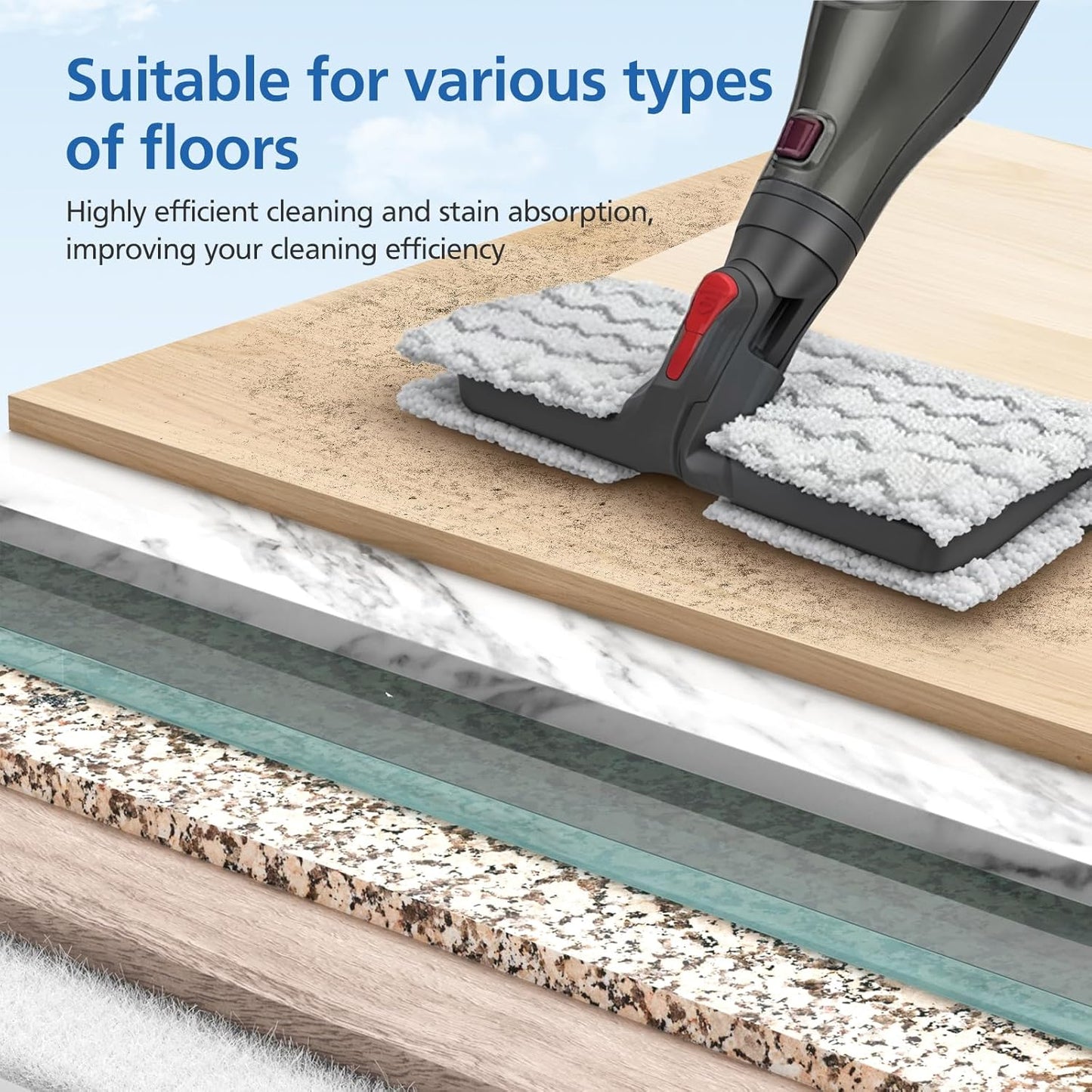 JORAIR Steam Mop Replacement Pads Compatible with Shark S6001UK S6003UK S6005UK Klik n' Flip Steam Cleaner, 4 Pack Machine Washable Cleaning Pads Pocket Mop
